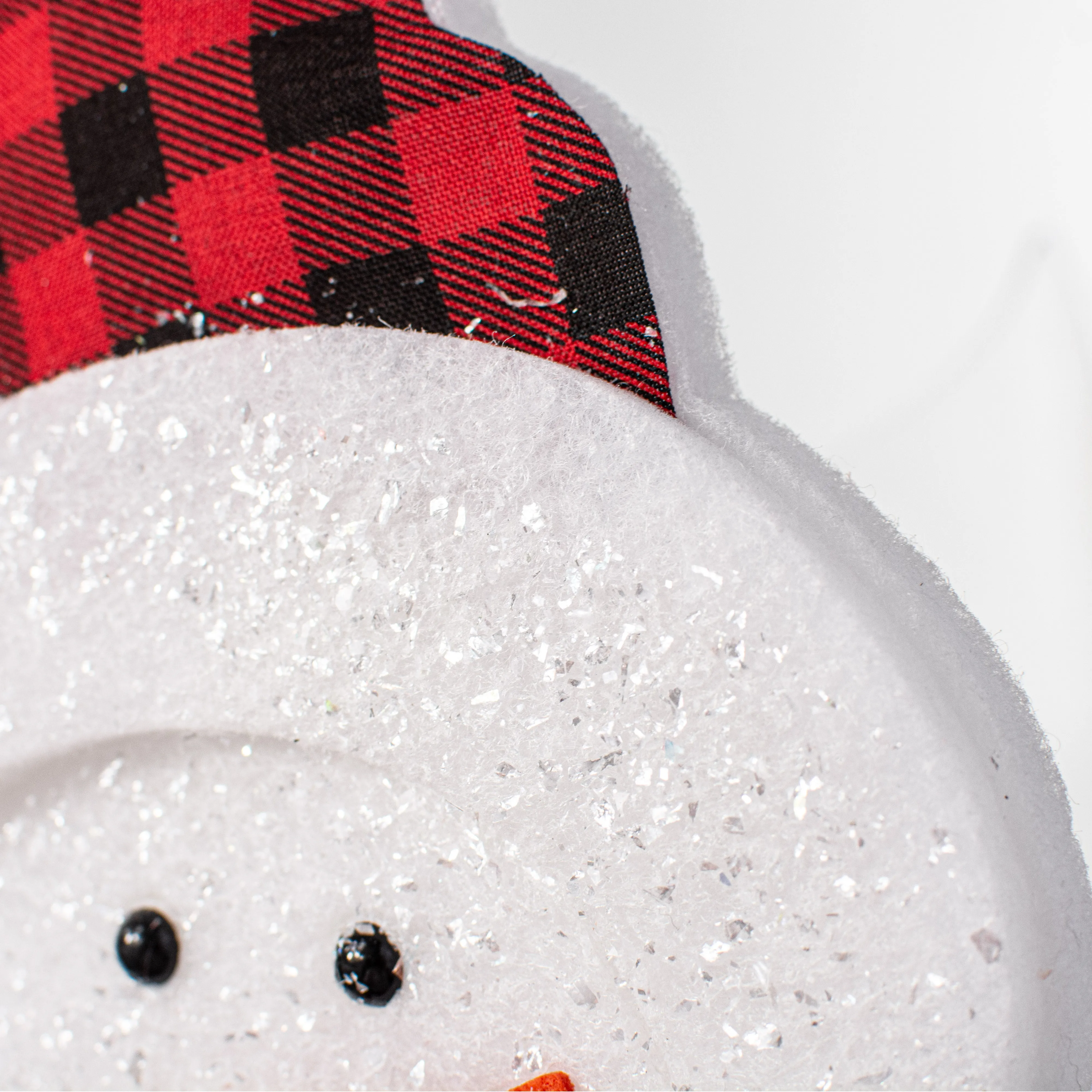 17" Foam & Fabric Snowman Head Ornament: Buffalo Plaid