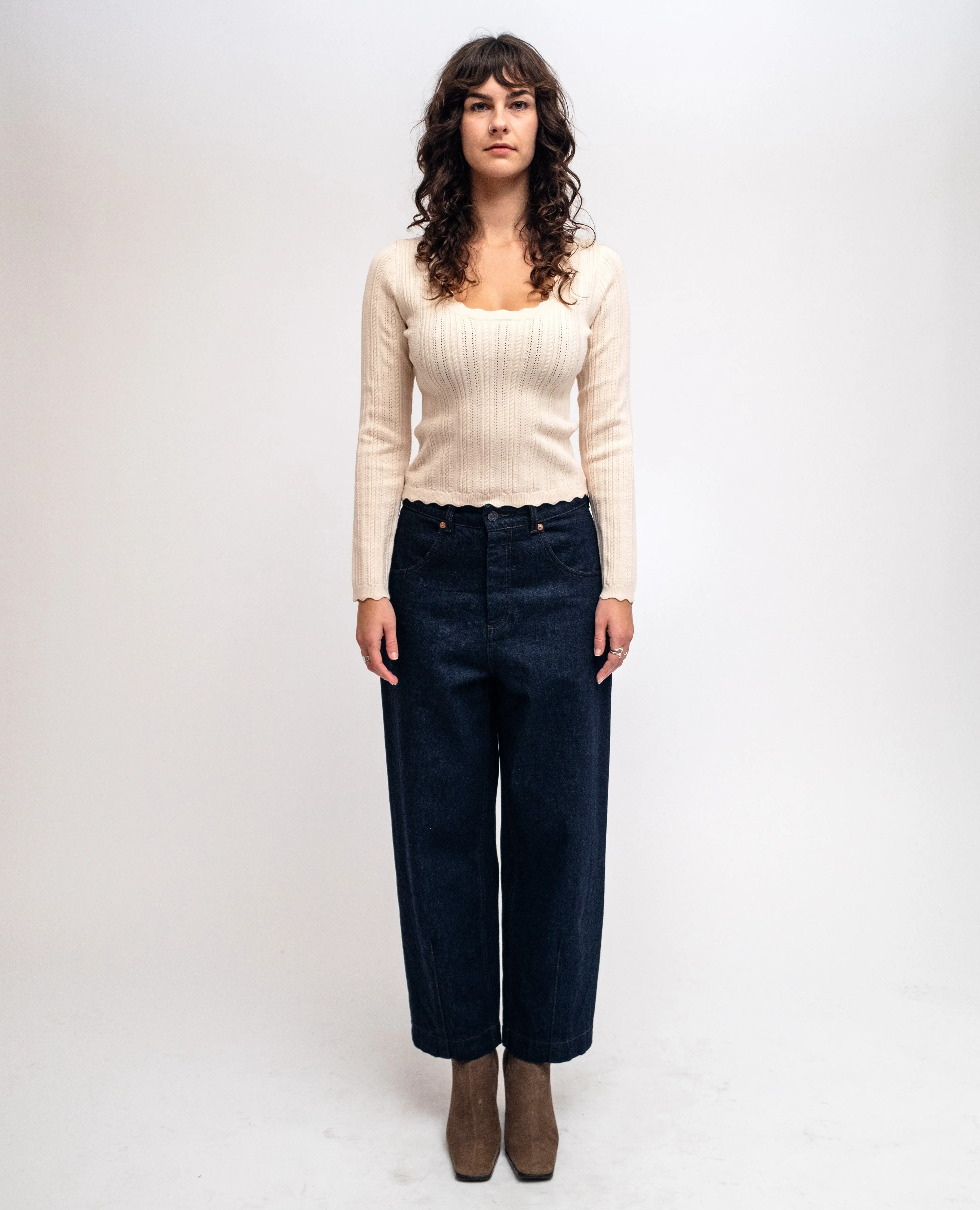 Antique White Tati Scalloped Sweater