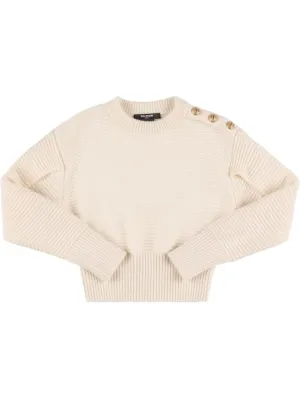 Balmain   Rib knit wool &amp; cashmere sweater 