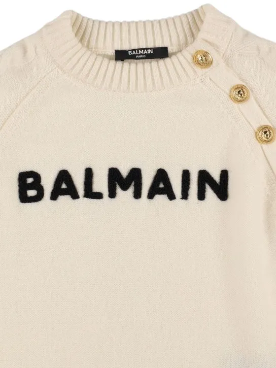 Balmain   Wool blend knit sweater w/ buttons 