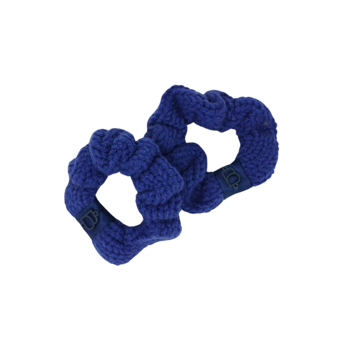 Bandeau Cobalt Blue Mini Scrunchie Set Chunky Knit (FINAL SALE)