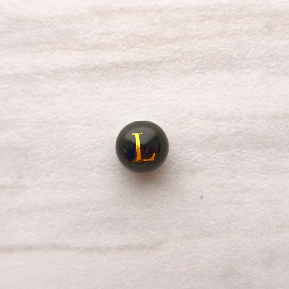 Black Agate Bead Letter Charm