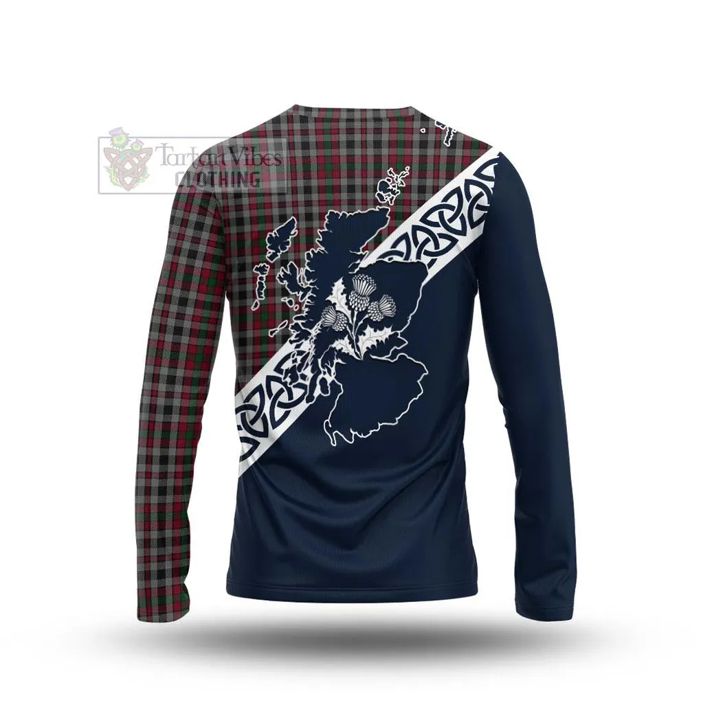 Borthwick Tartan Long Sleeve T-Shirt Featuring Thistle and Scotland Map