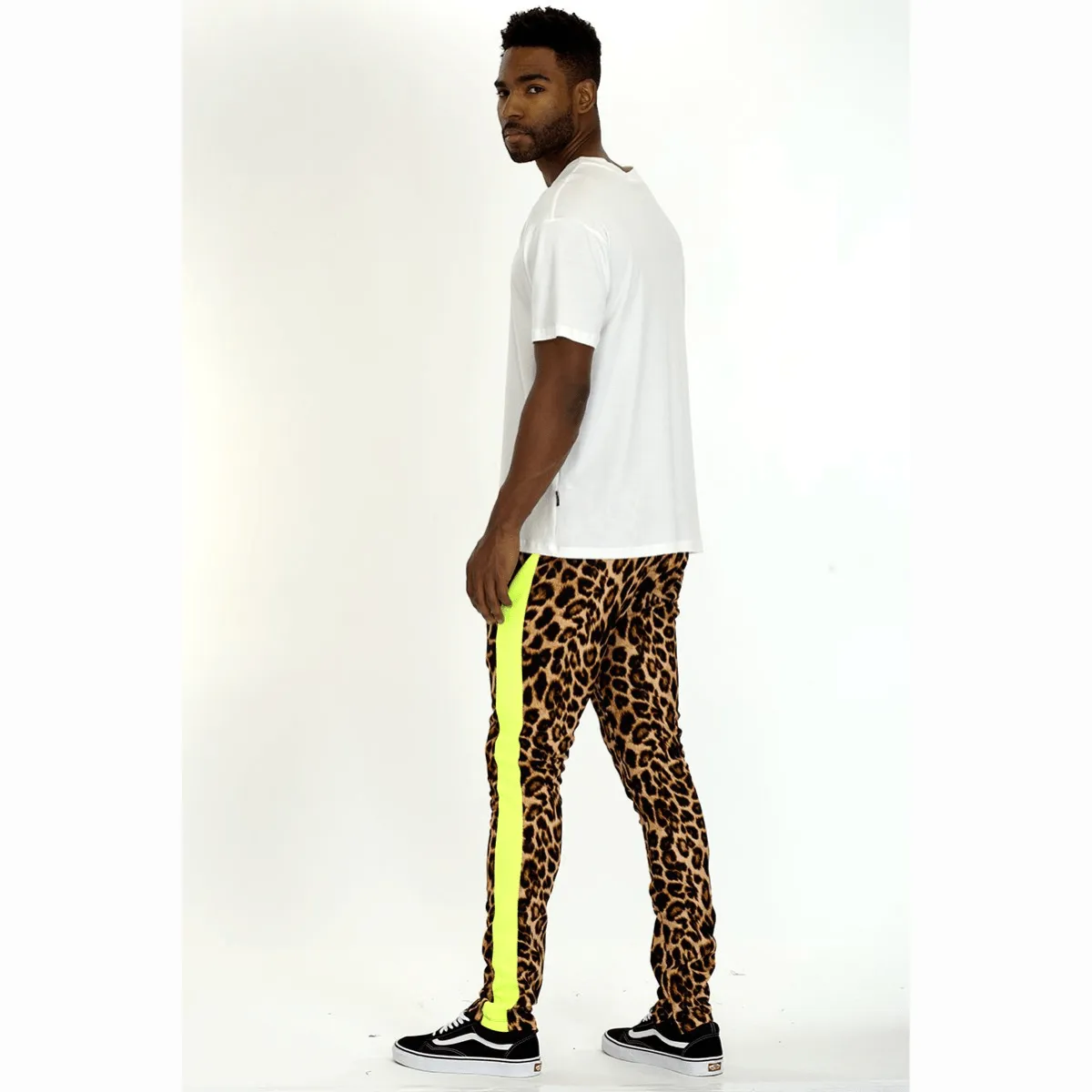Cheetah Print Stripe Track Pants