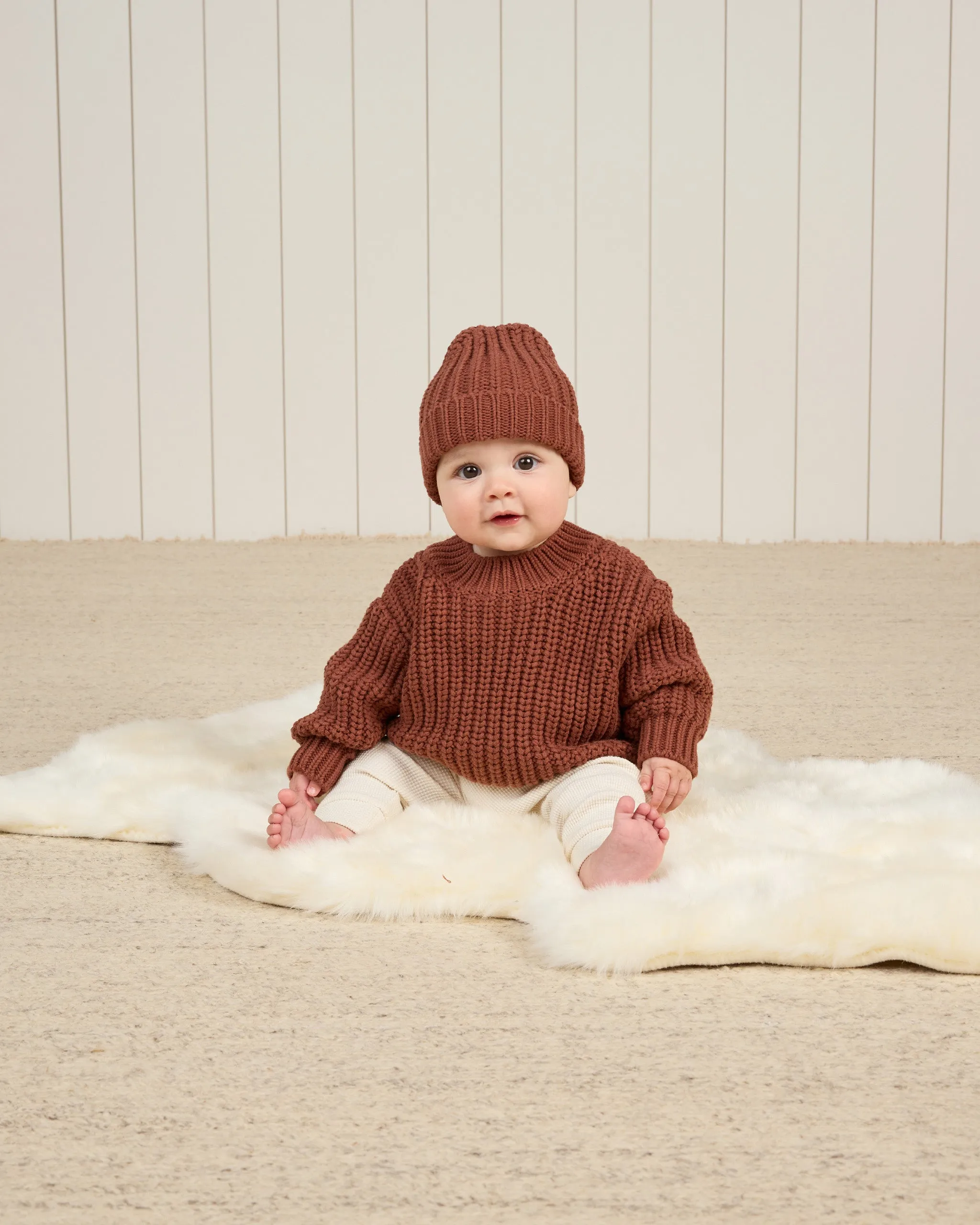 Chunky Knit Beanie || Cranberry