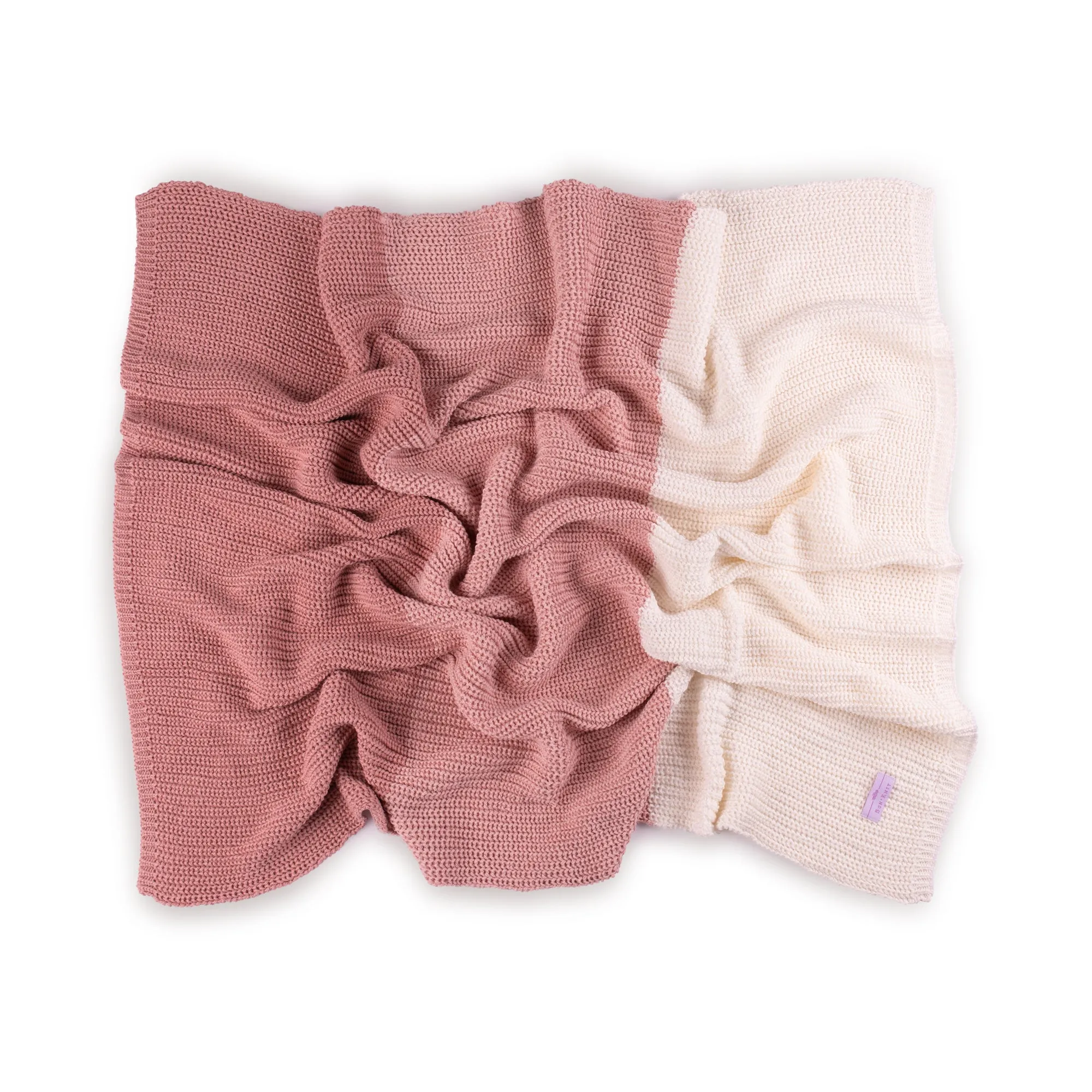 Chunky Knit Blanket Stripe ~ Pink