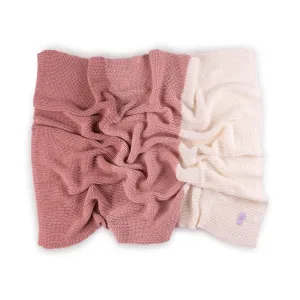 Chunky Knit Blanket Stripe ~ Pink