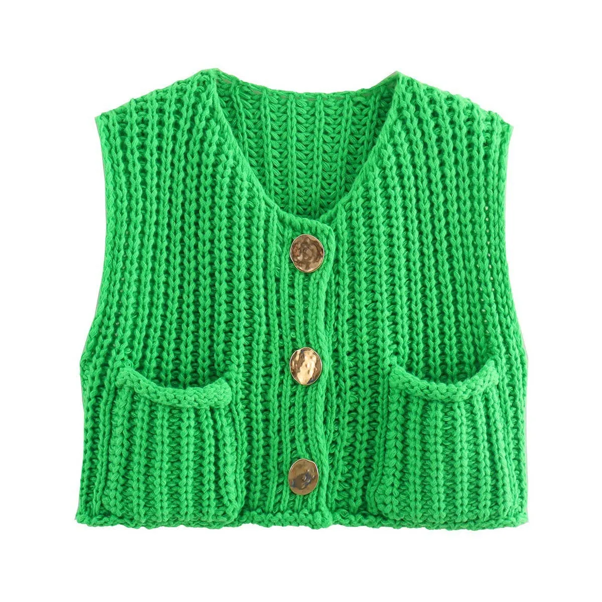 Chunky Knit Button Front Vest