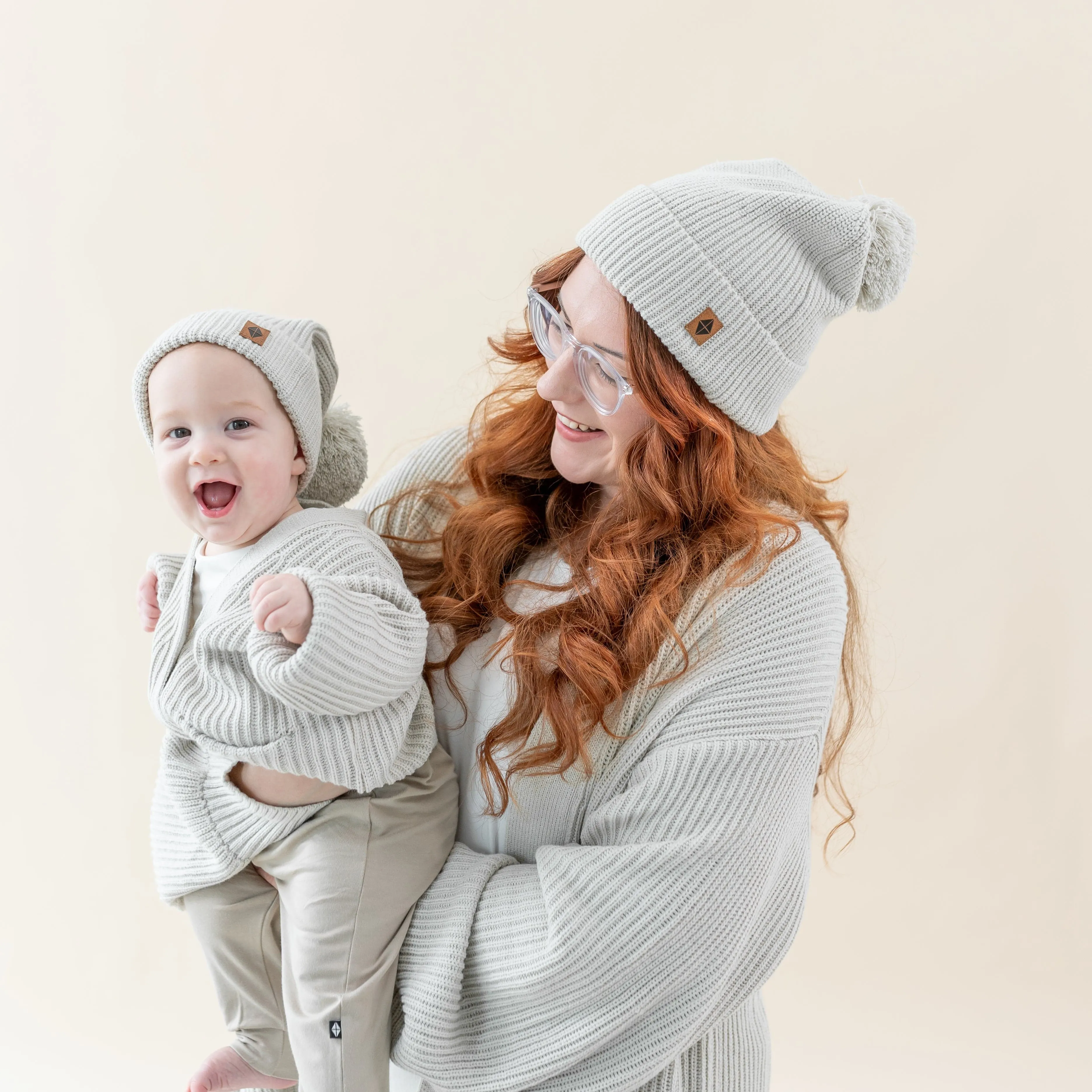 Chunky Knit Pom Beanie in Oat