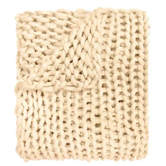 Chunky Knit Throw ~ Cream