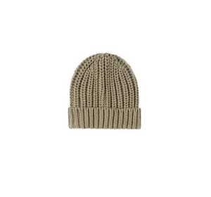 Chunky Organic Knit Beanie in Olive by Quincy Mae