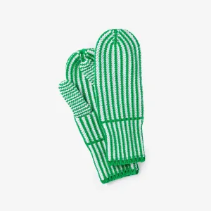 Chunky Rib Knit Mittens: Kelly White