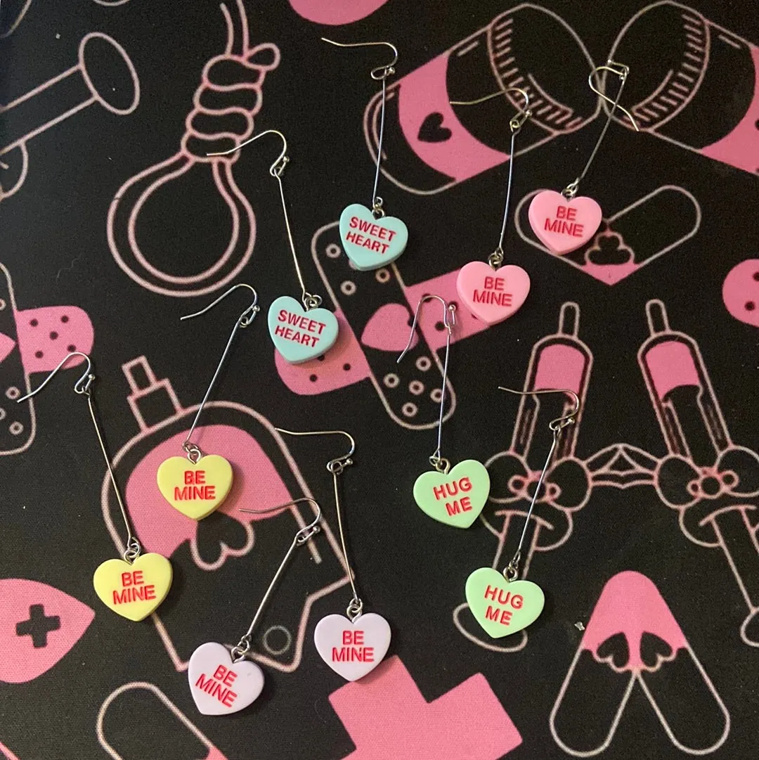 Conversation hearts forever lovers earrings