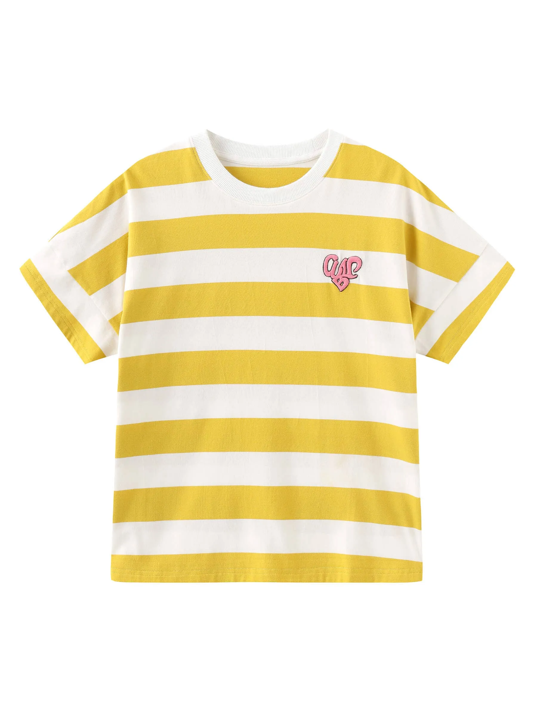 CUBIC Heart Oversized Striped T-Shirt: Navy / M