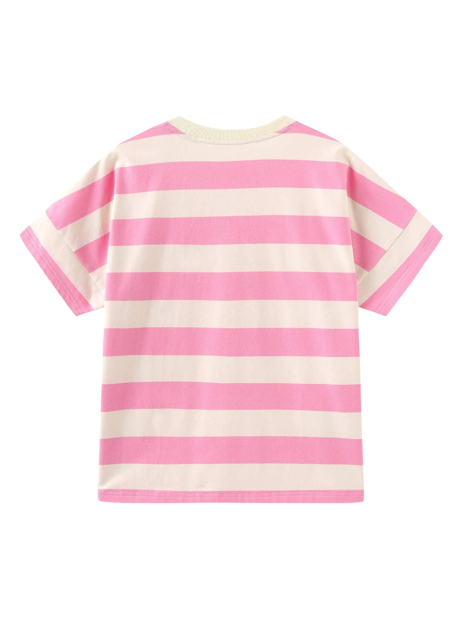 CUBIC Heart Oversized Striped T-Shirt: Navy / M