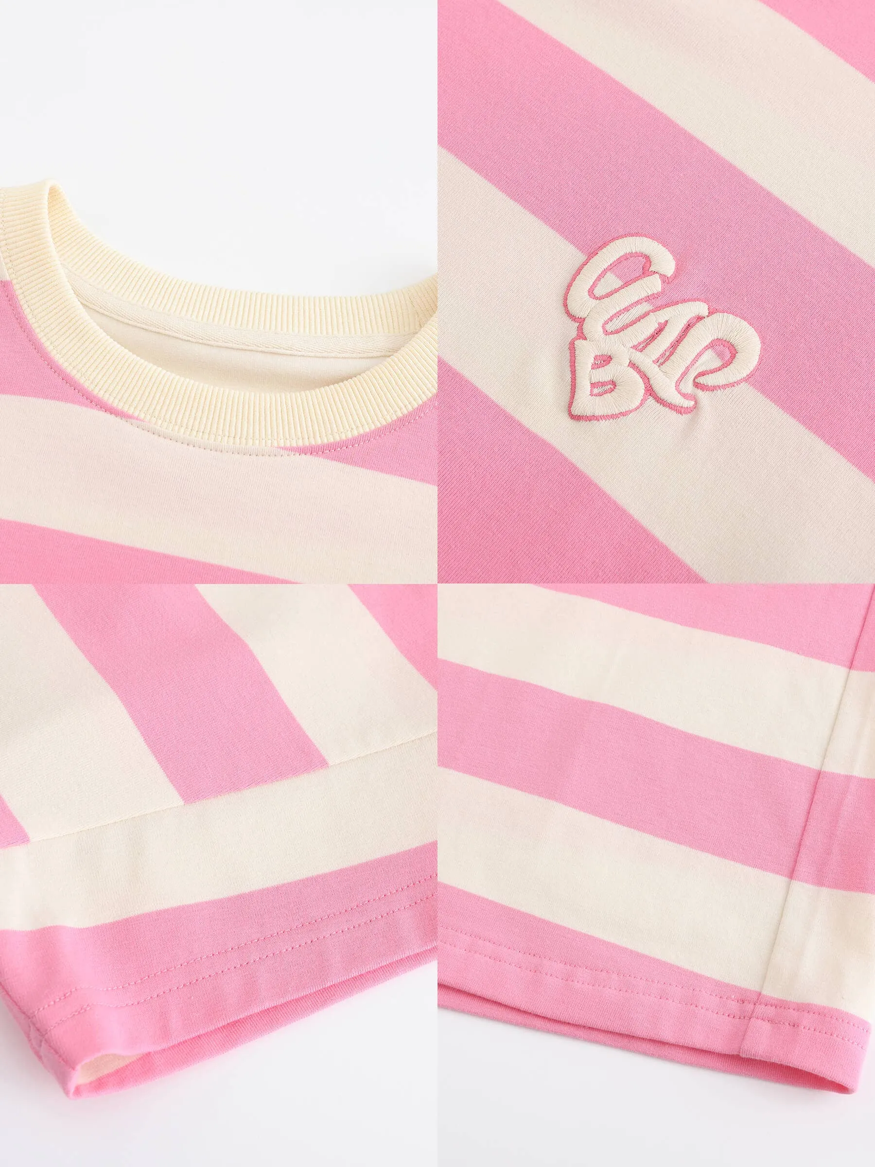 CUBIC Heart Oversized Striped T-Shirt: Navy / M