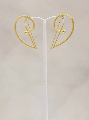 D Cleft Gold Earrings