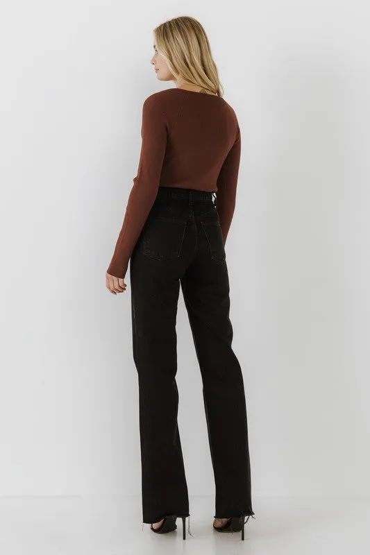 Double Cut Out Knit Top