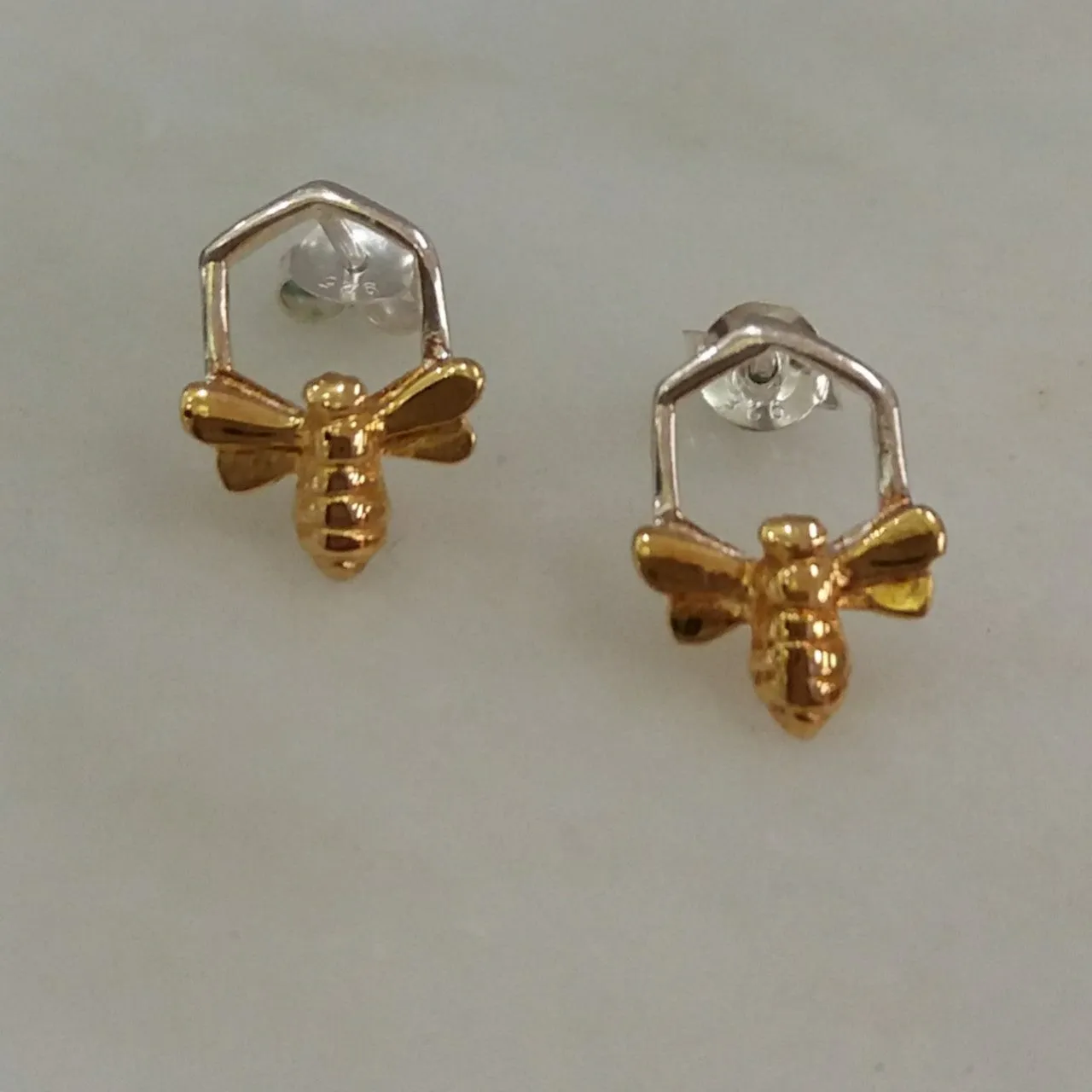 Hex Bee Stud Earrings