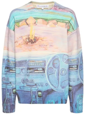 JW Anderson   Printed wool blend knit sweater 