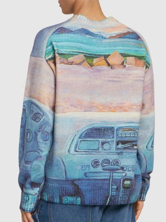 JW Anderson   Printed wool blend knit sweater 