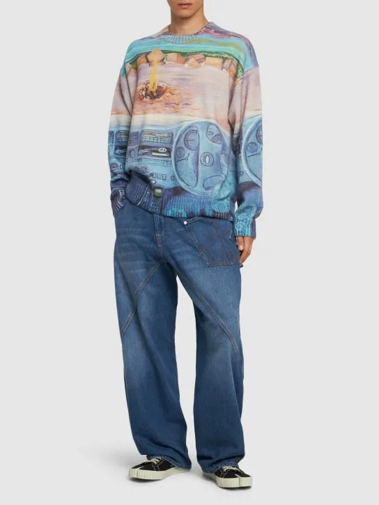 JW Anderson   Printed wool blend knit sweater 