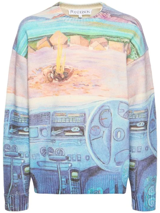 JW Anderson   Printed wool blend knit sweater 