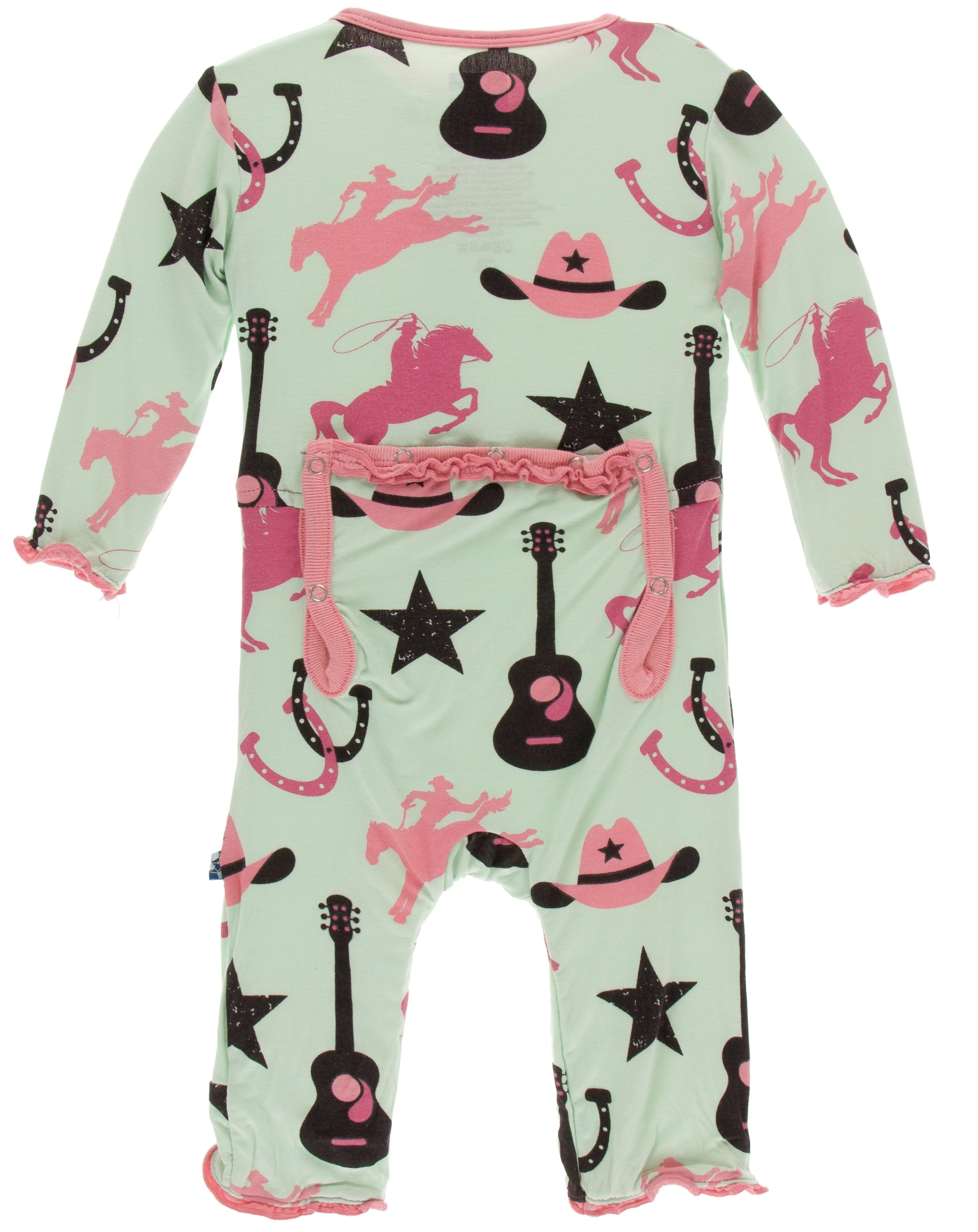 KicKee Pants Pistachio Cowboy Muffin Ruffle Coverall with Zipper