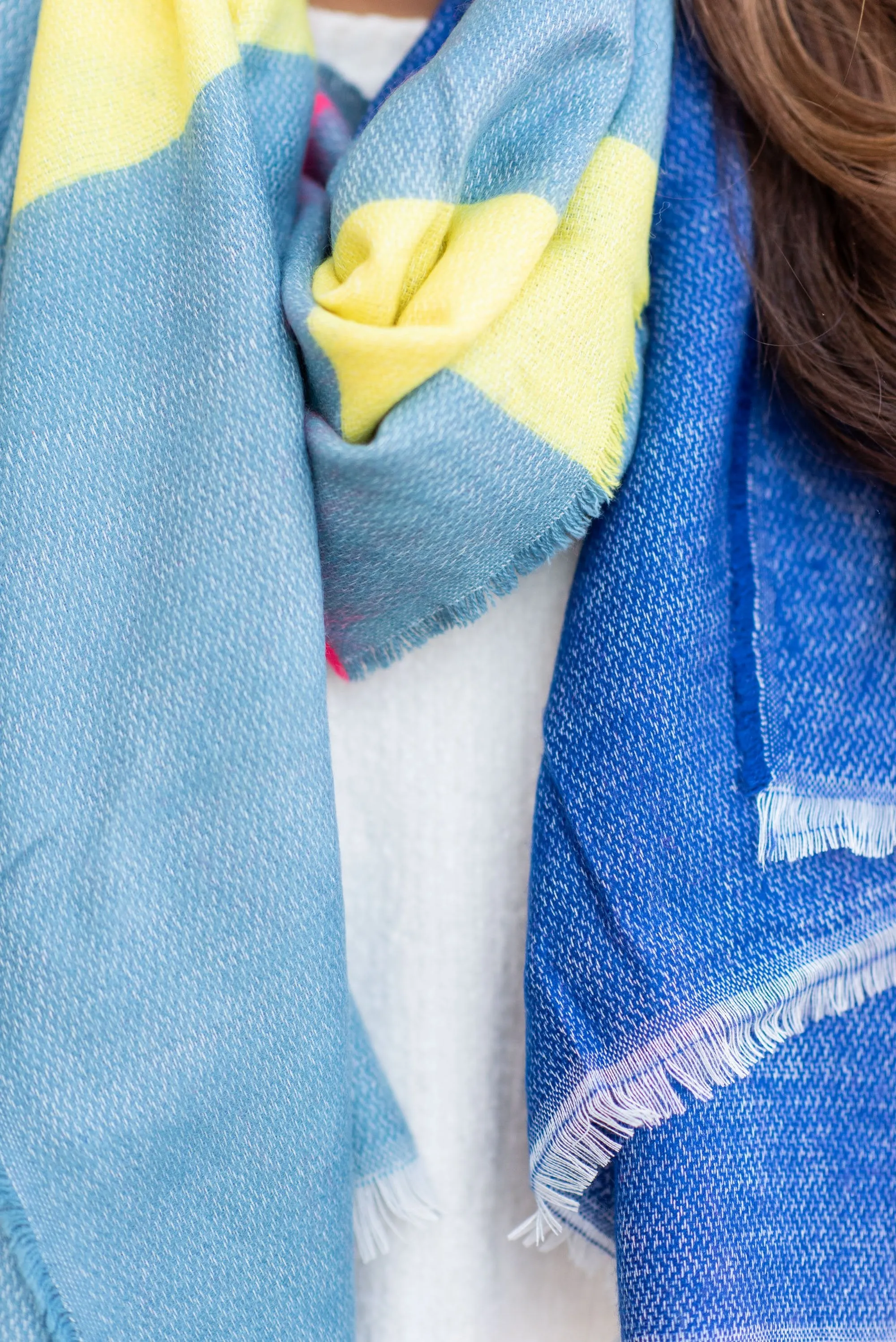 Let's Get Going Scarf, Neon Blue-Multi