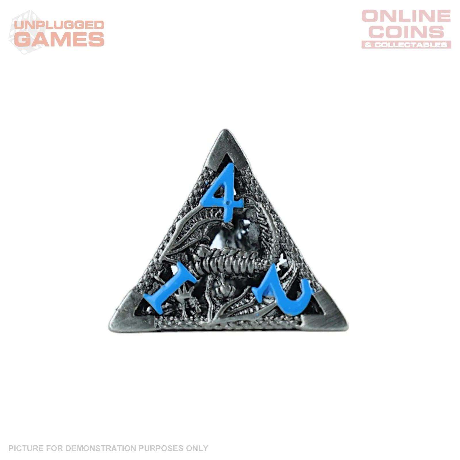LPG Dice RPG Set Hollow Dragon - Stainless and Blue