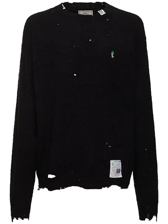 Mihara Yasuhiro   Distressed cotton knit sweater 
