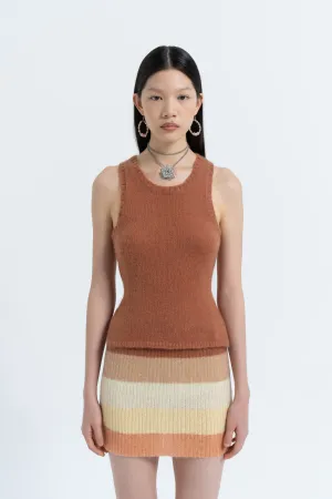 Mohair Racer Tank in Bran