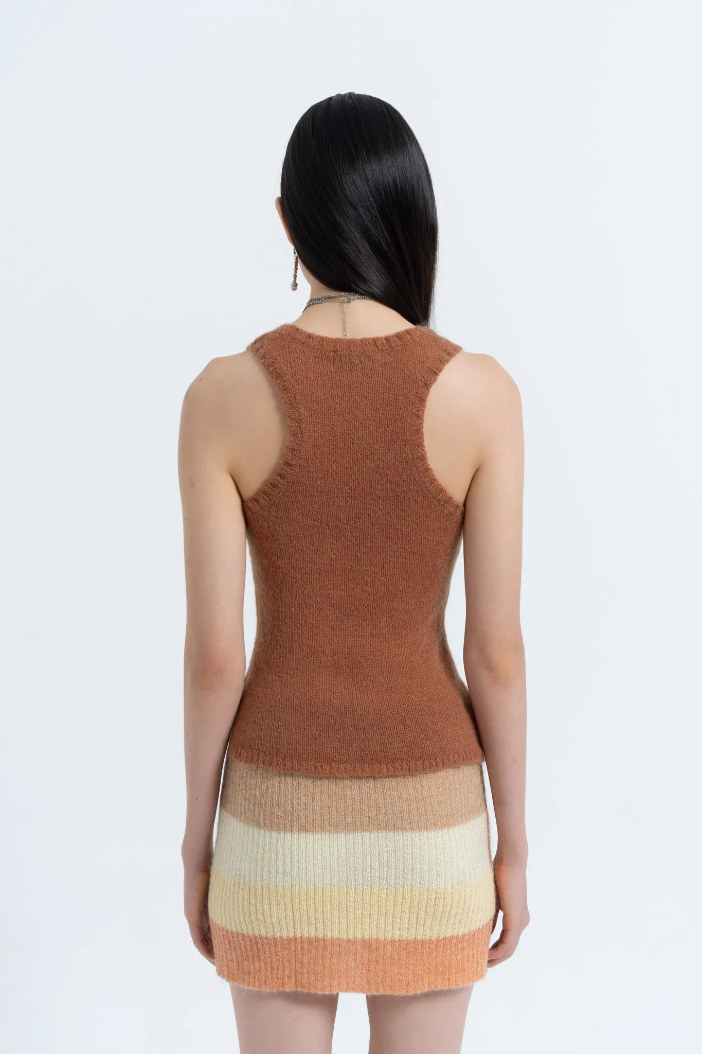 Mohair Racer Tank in Bran