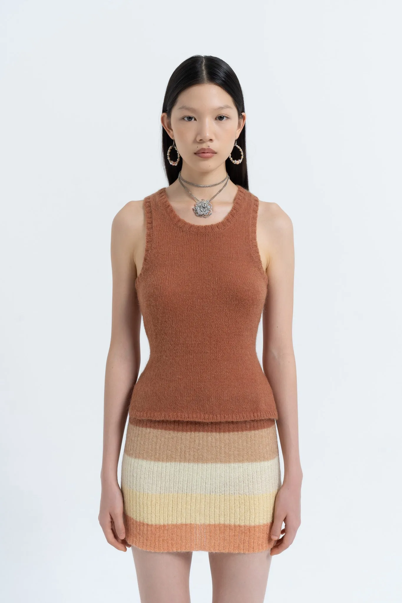 Mohair Racer Tank in Bran