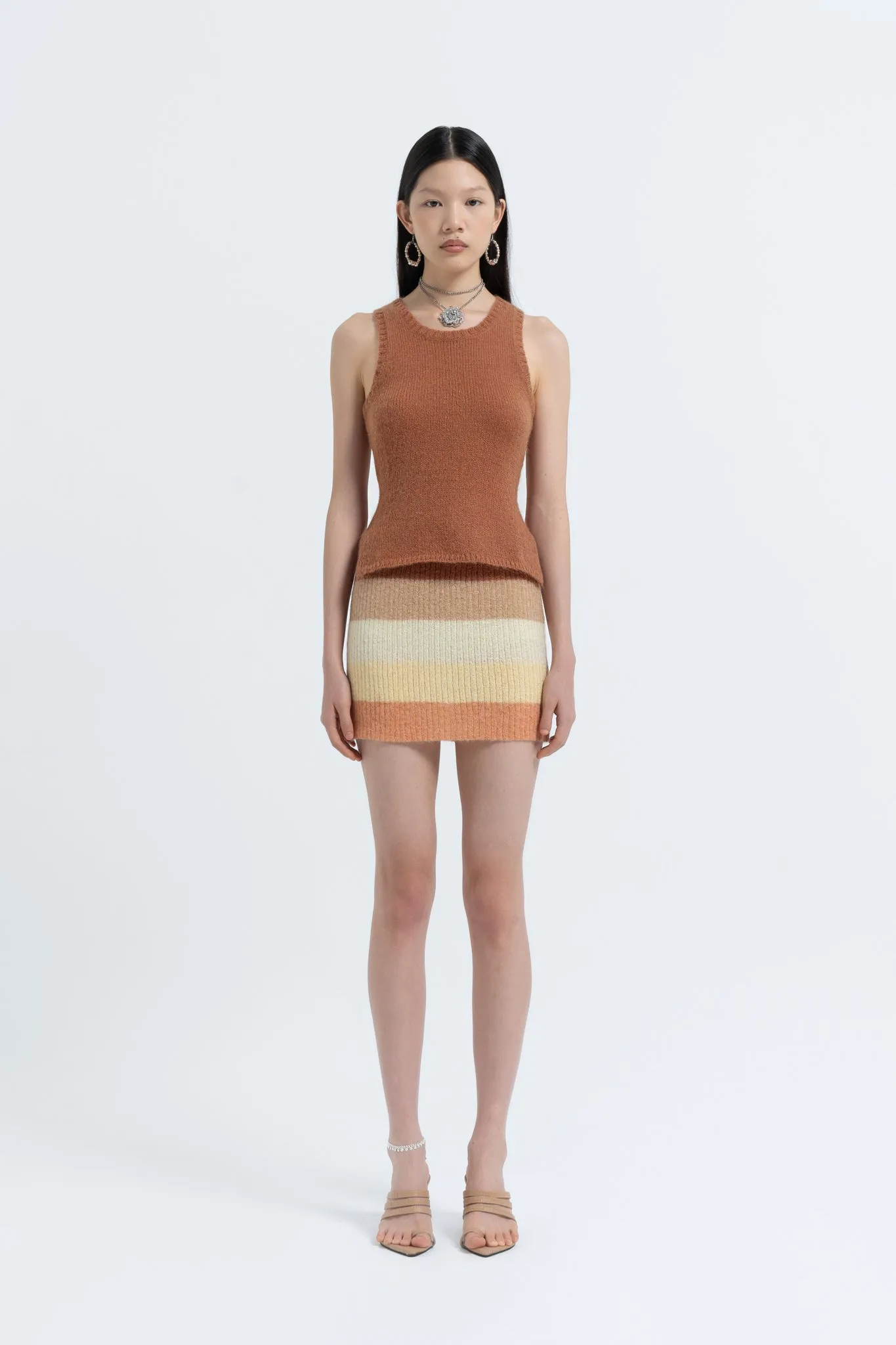 Mohair Racer Tank in Bran