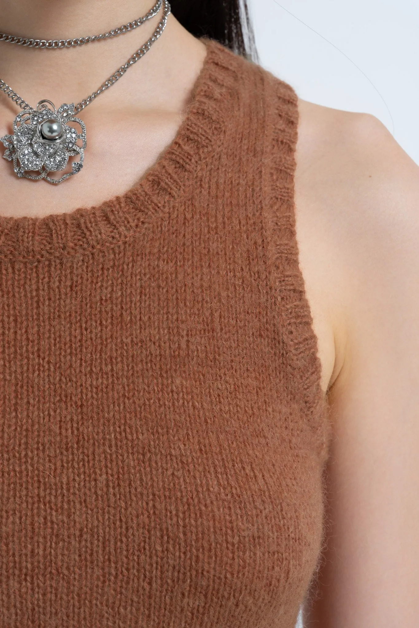 Mohair Racer Tank in Bran