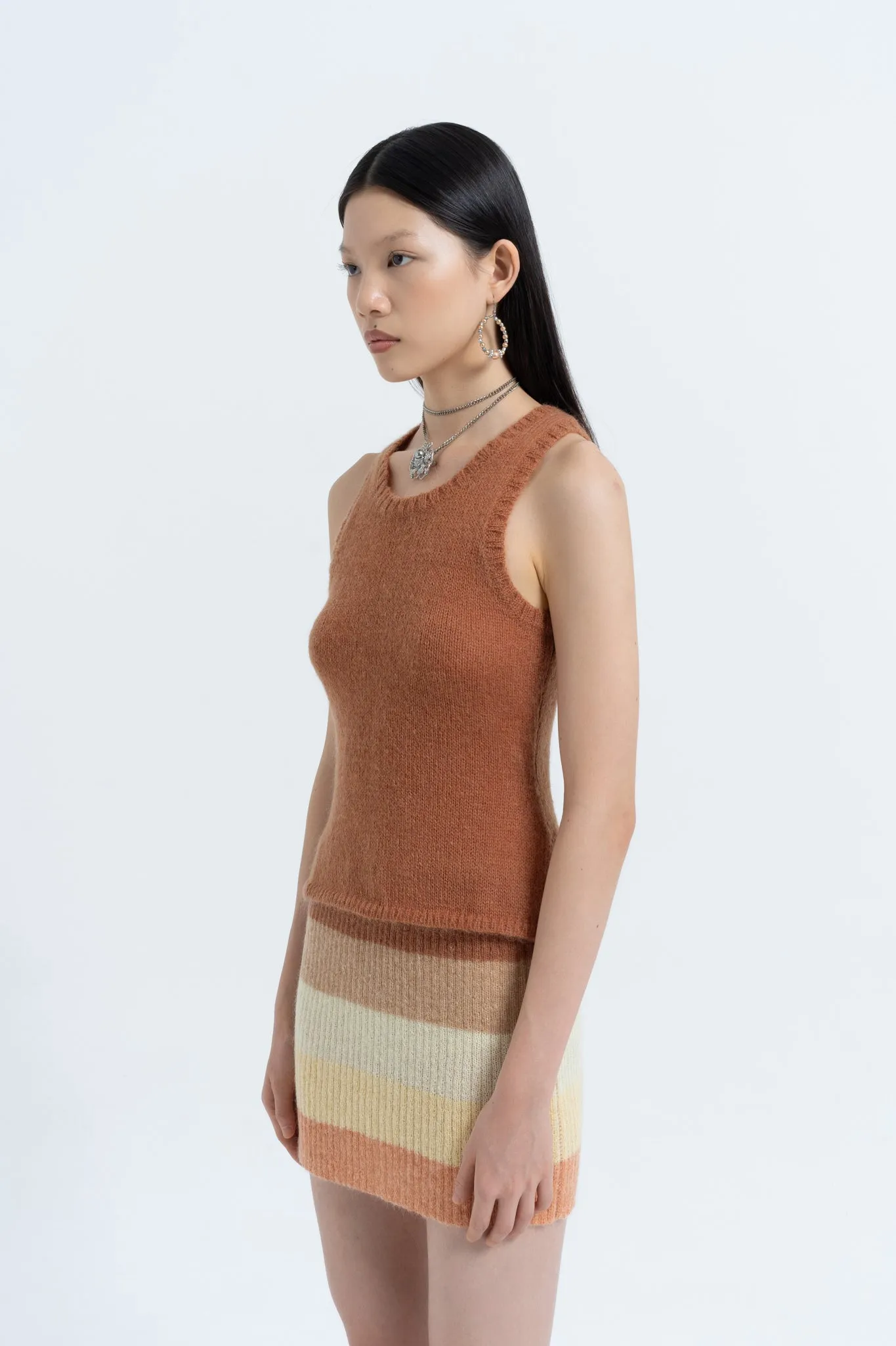 Mohair Racer Tank in Bran