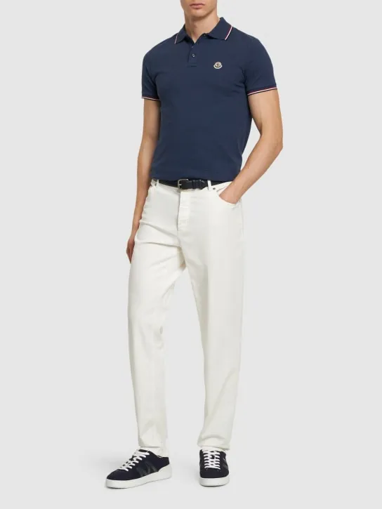 Moncler   Logo patch cotton polo shirt 