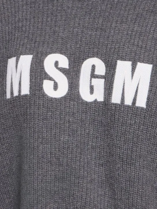 MSGM   Wool blend knit logo hoodie 
