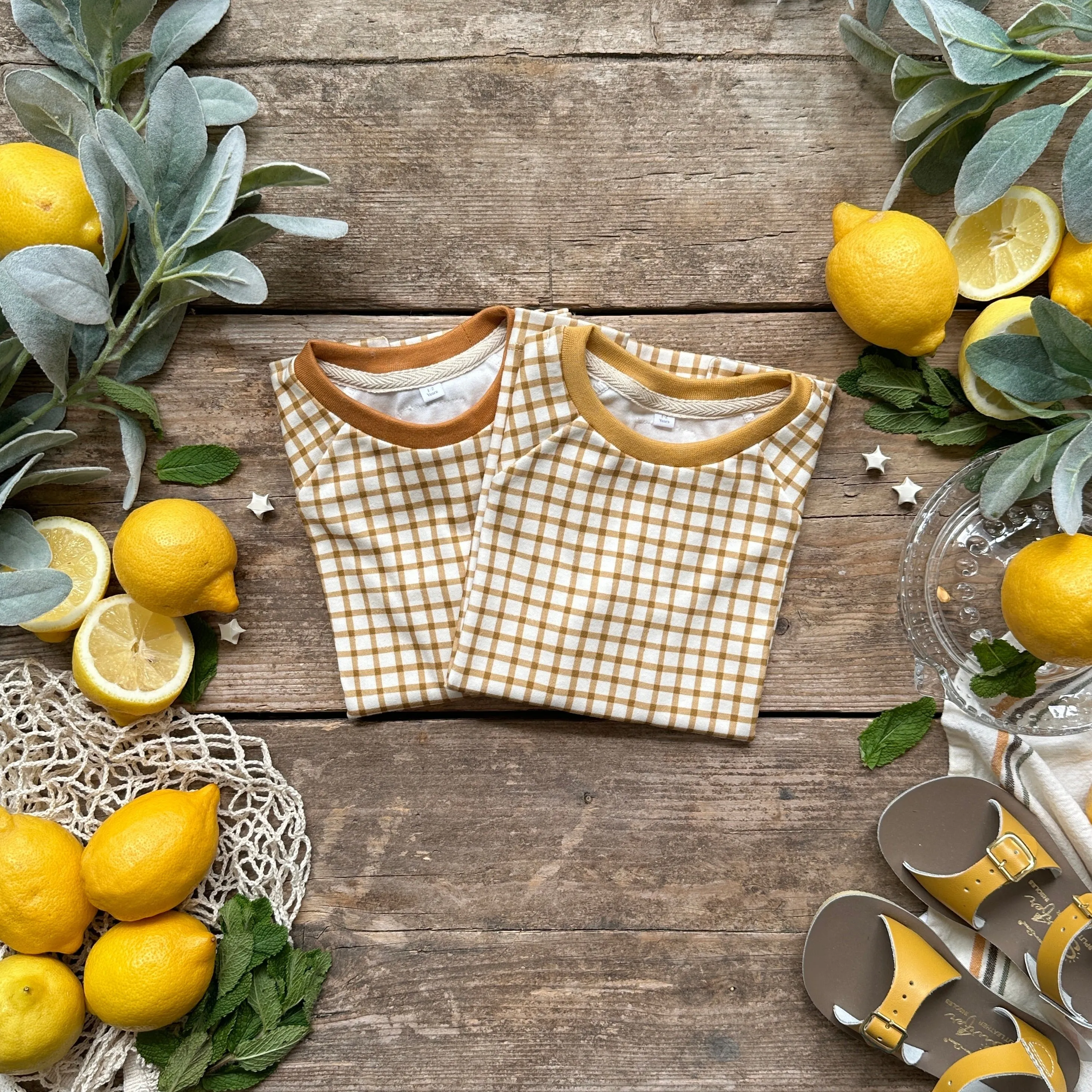 Mustard Gingham T-Shirt | Long Sleeve
