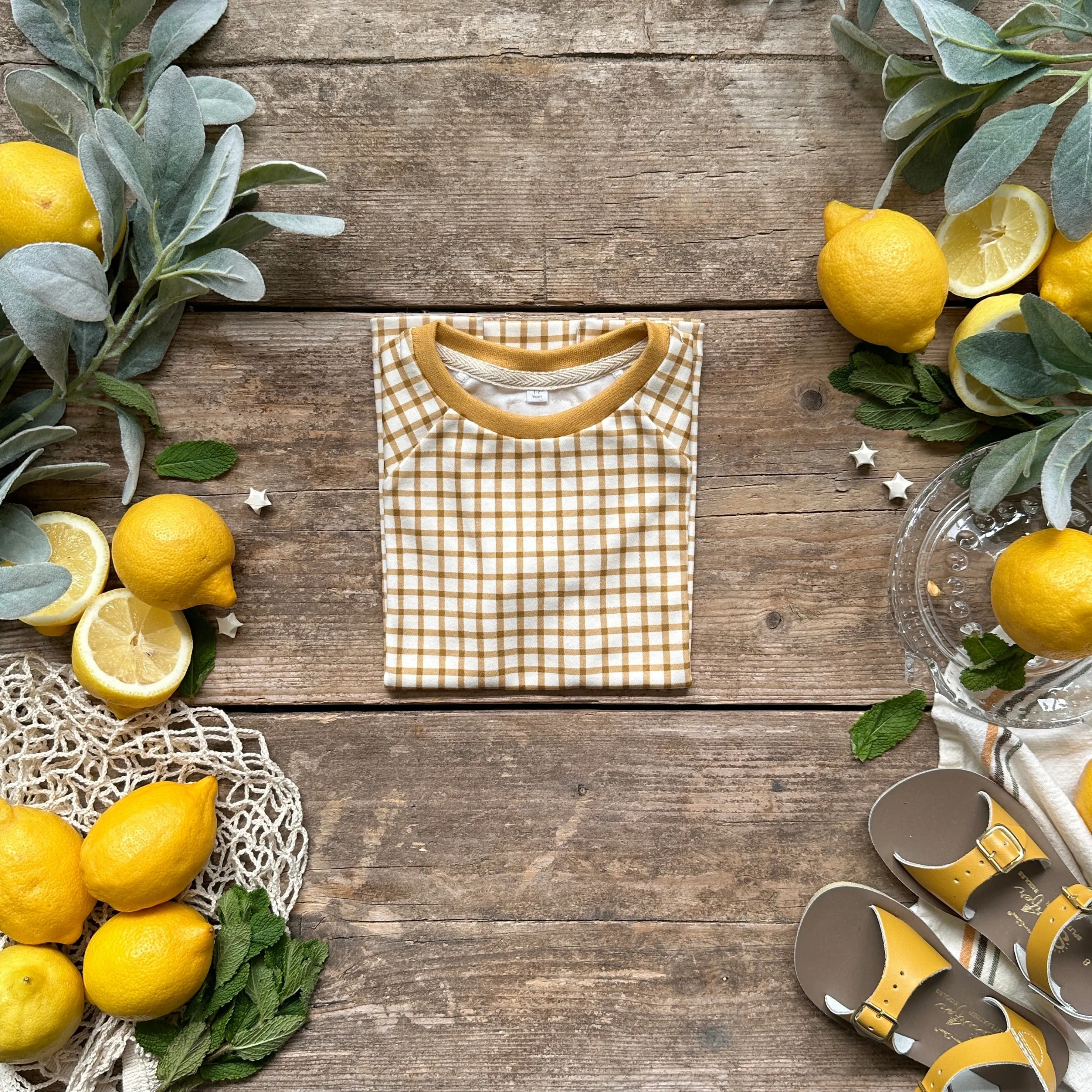 Mustard Gingham T-Shirt | Long Sleeve