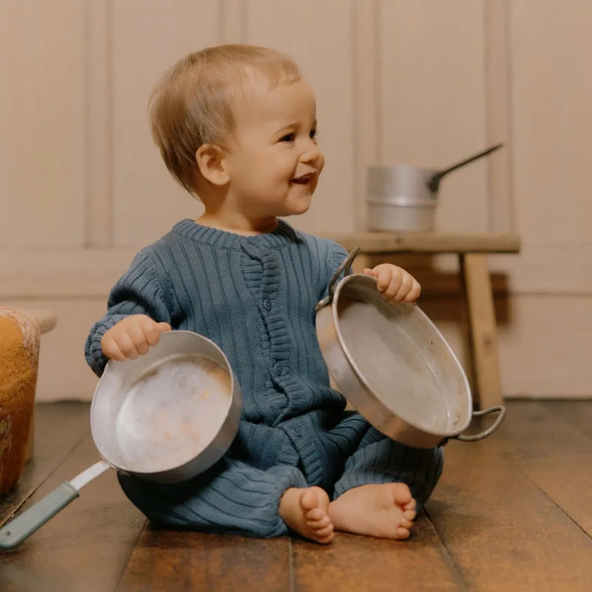 NATURE BABY LOU SUIT COTTON KNIT VINTAGE INDIGO