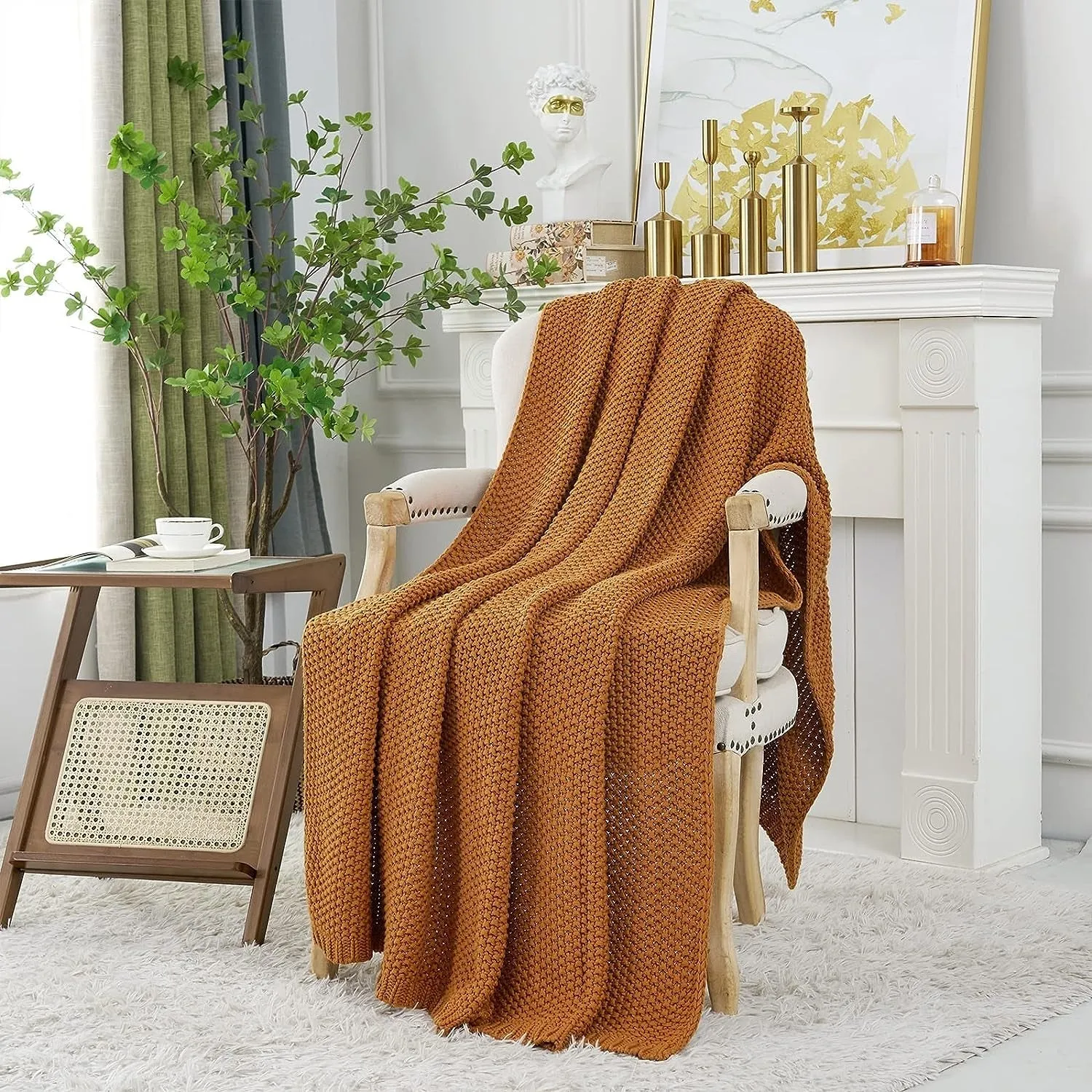 Pineapple Retreat Solid Organic Cotton Knit Throw Blanket