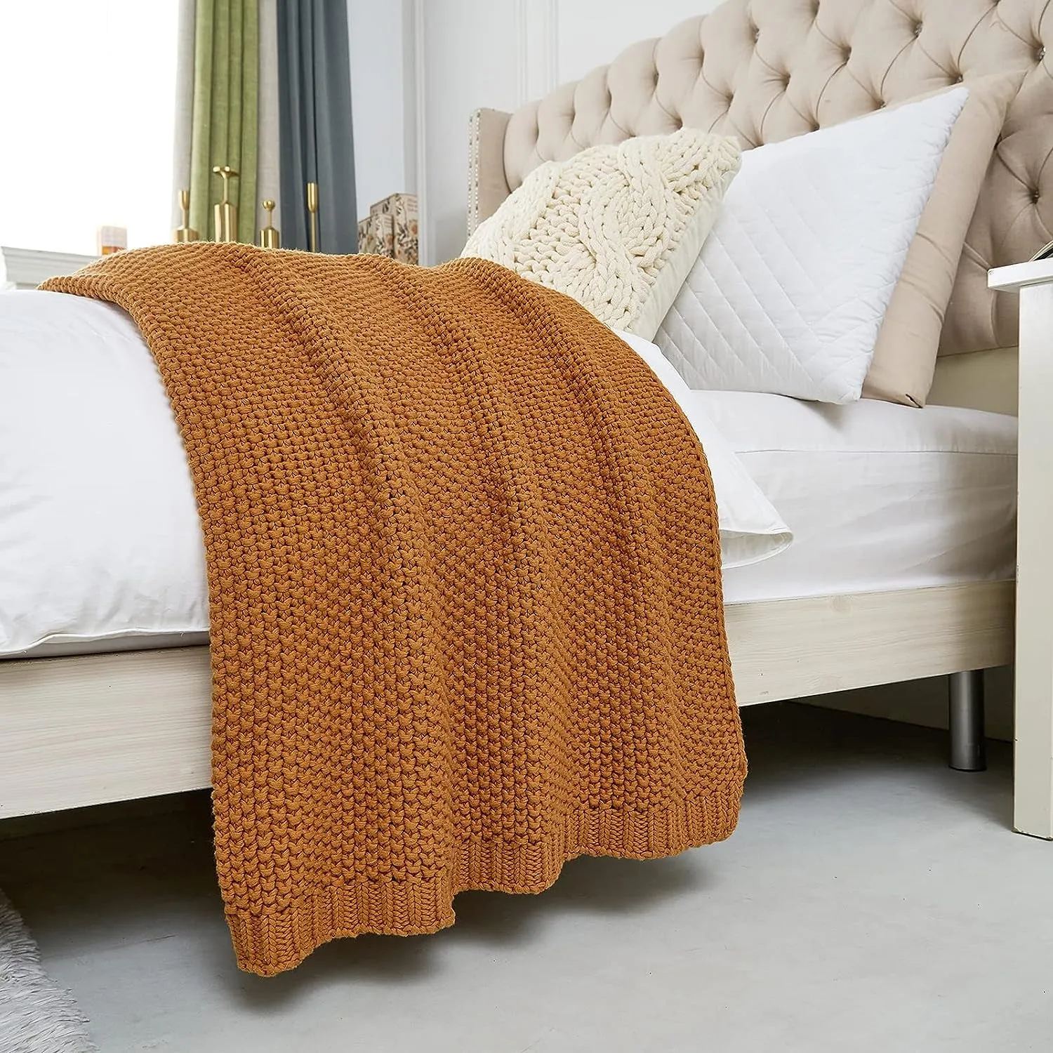 Pineapple Retreat Solid Organic Cotton Knit Throw Blanket