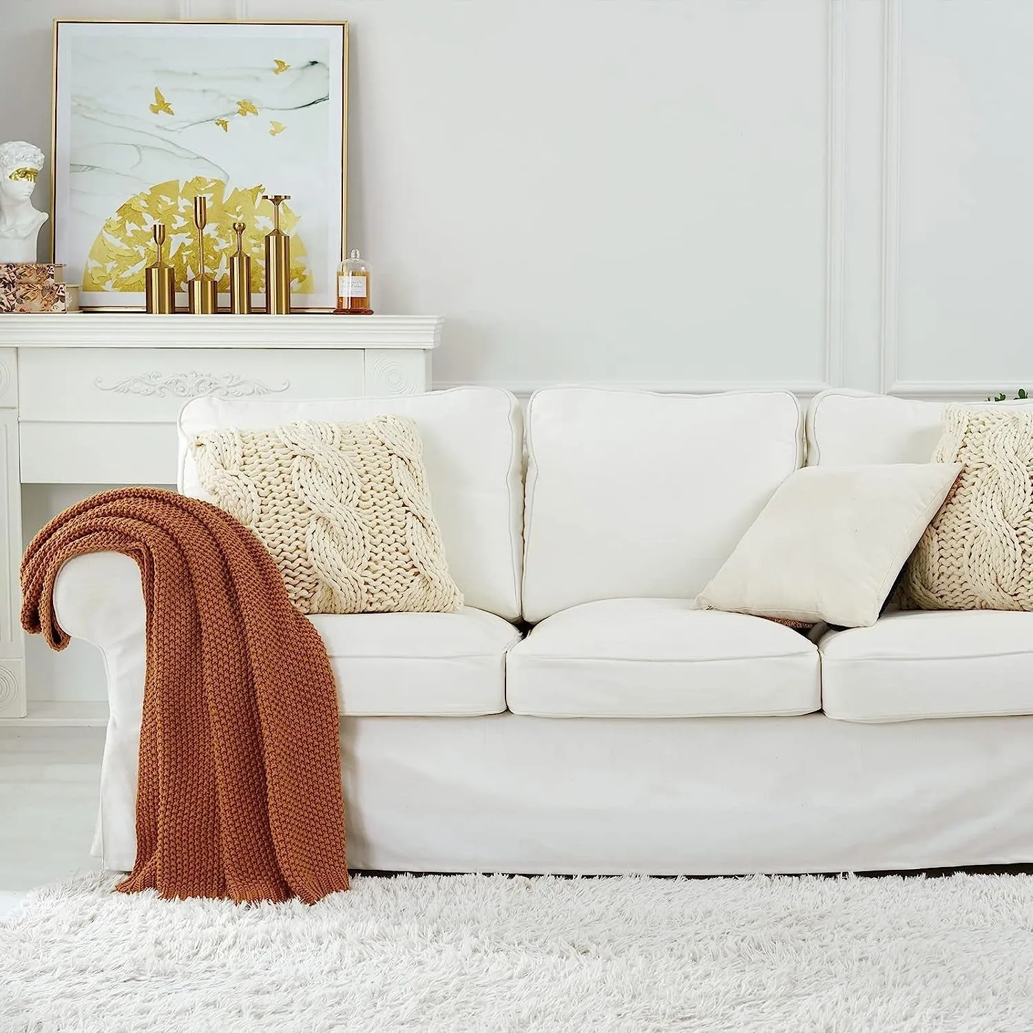 Pineapple Retreat Solid Organic Cotton Knit Throw Blanket