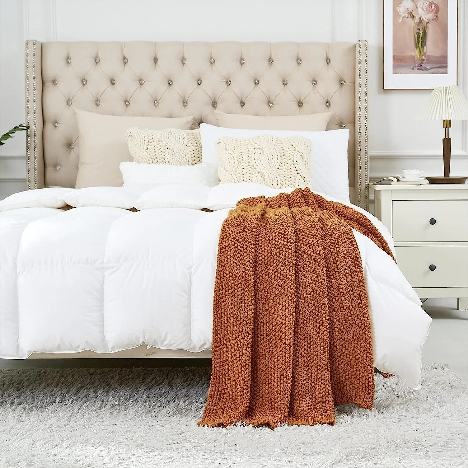 Pineapple Retreat Solid Organic Cotton Knit Throw Blanket