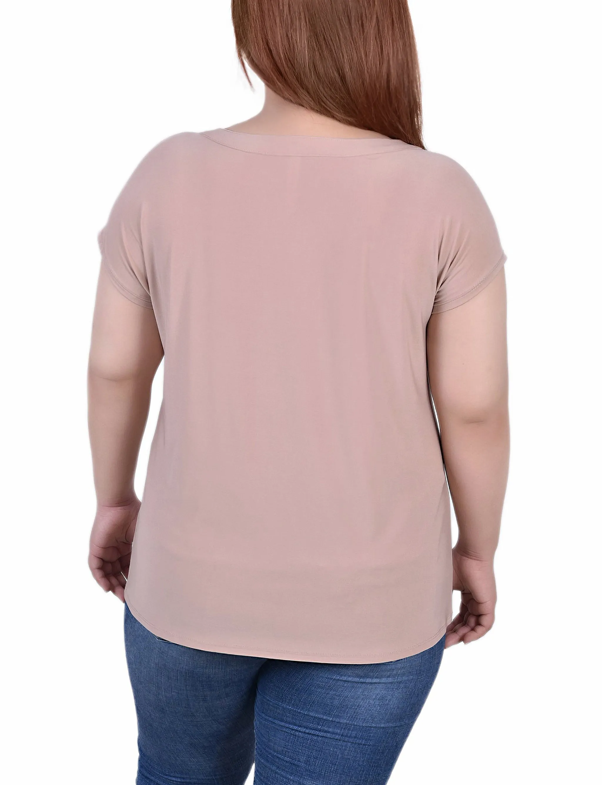 Plus Size Short Sleeve Grommet Top With Keyhole