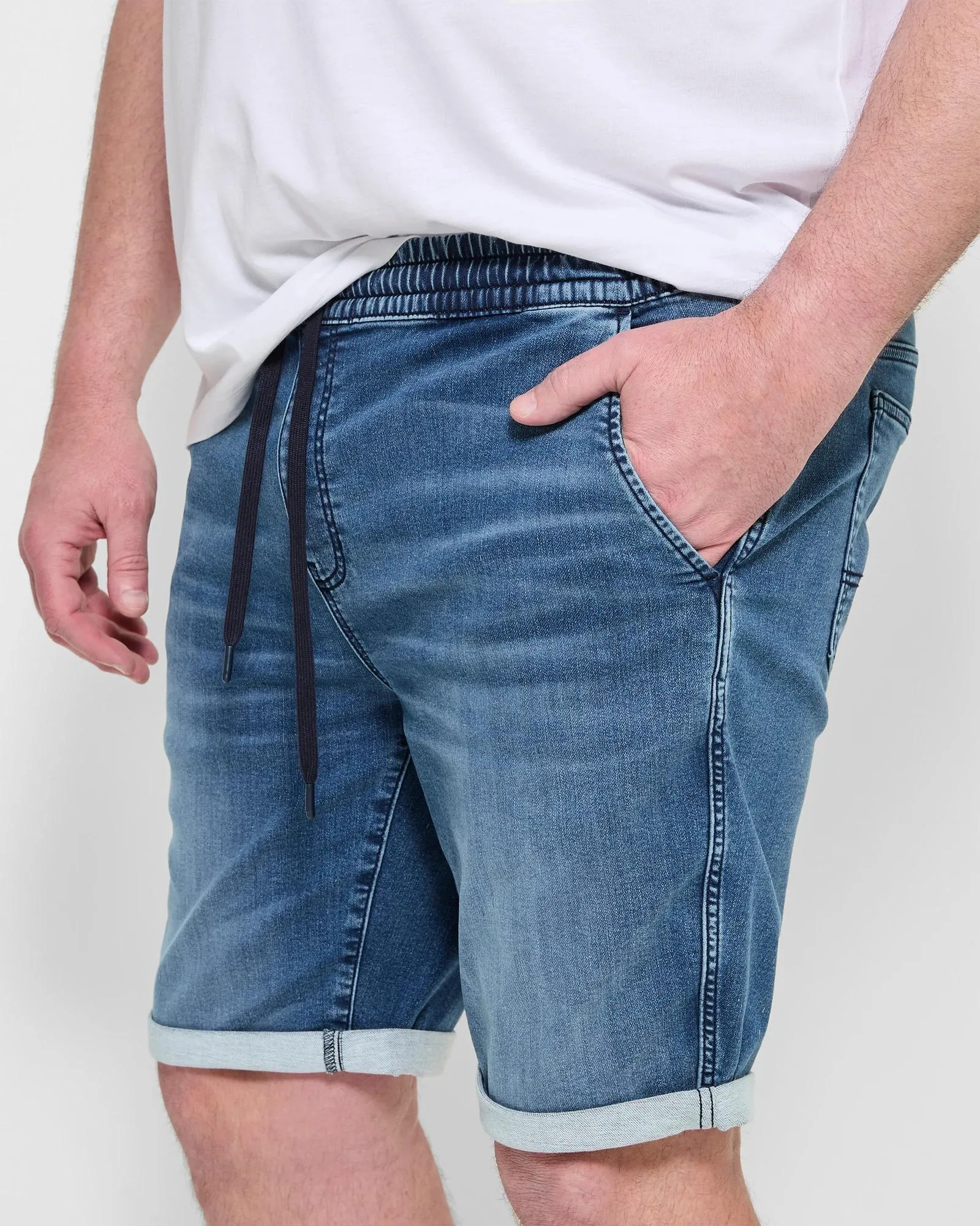 popular  Plus Size Knit Denim Shorts