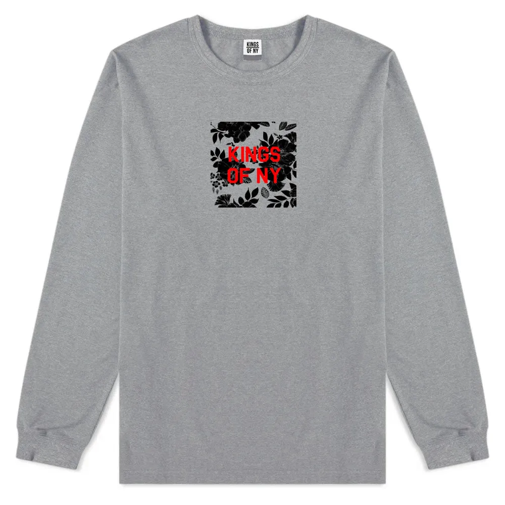 Red Floral Box Logo Mens Long Sleeve T-Shirt