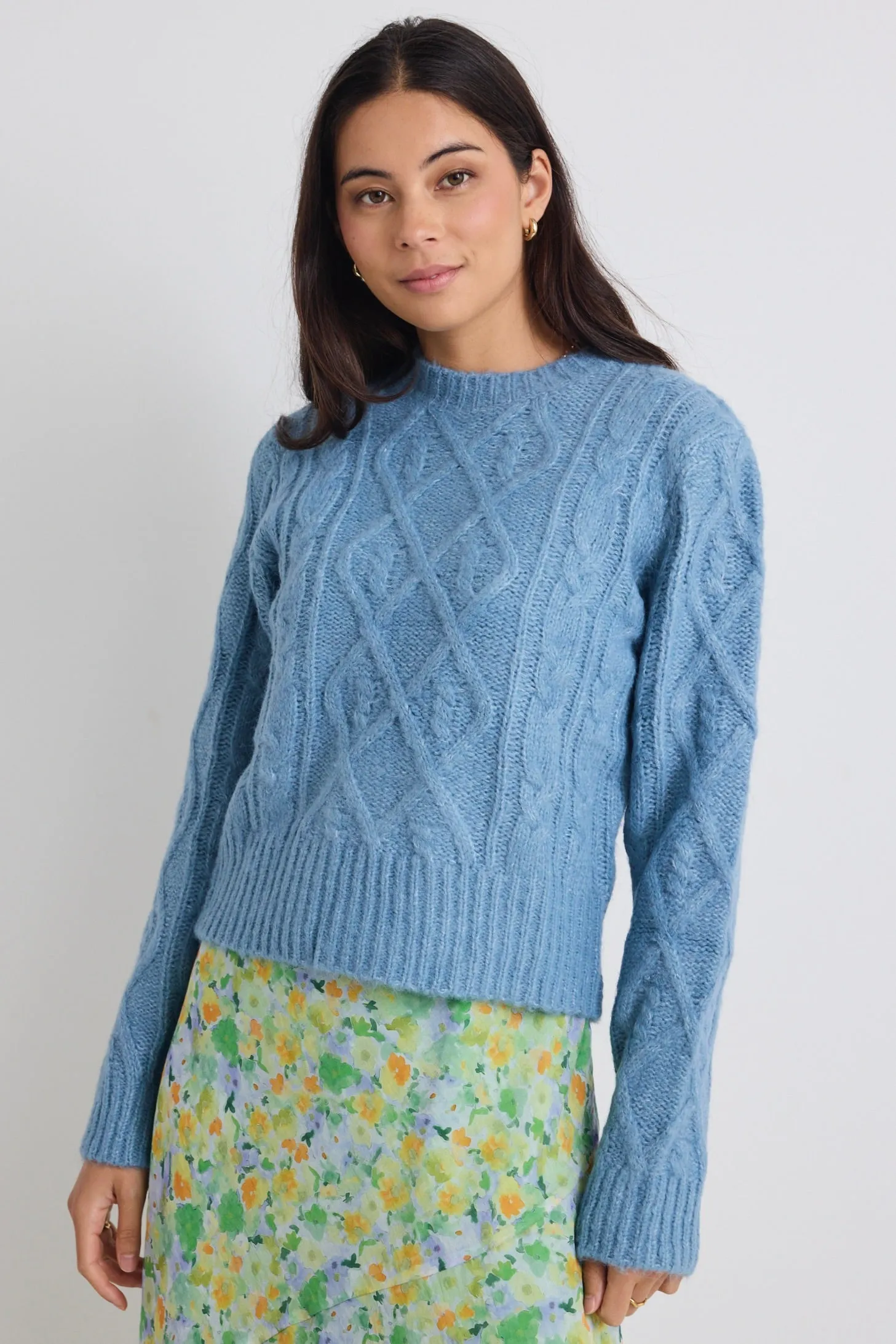 Sky Blue Cable Knit Sweater
